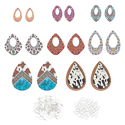 (52) Непрозрачная лаванда Набор для самостоятельного изготовления длинных висячих сережек, в том числе большие подвески из липы в форме слезы и конского глаза, железные крючки для серег и прыжковые кольца, разноцветные, 152 шт / коробка