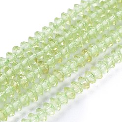 Peridot Natural Peridot Beads Strands, Faceted, Bicone, 2.8~3.2x1.5~2.2mm, Hole: 0.7mm, about 226pcs/strand, 15.35 inch(39cm)