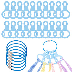 Светло-Голубой 30шт. акриловые катушки мулине, намоточные доски, для вышивки крестиком, хлопчатобумажной нитью, рукоделием, сделай сам, для хранения шитья, с застежками-цепочками для ключей из нержавеющей стали 6шт., Небесно-голубой, доска: 50x33.5x2 мм, отверстие : 9.5 мм, застежки: 150x2 мм