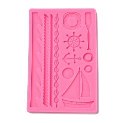 Random Single Color or Random Mixed Color Food Grade Silicone Molds, Fondant Molds, Baking Molds, Chocolate, Candy, Biscuits, UV Resin & Epoxy Resin Jewelry Making, Wave & Life Ring & Anchor & Helm & Ring, Random Single Color or Random Mixed Color, 195x125x8mm, Inner Diameter: 15~180x5~34mm