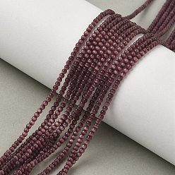 Темно-Красный Кошачие глаза, круглые, темно-красный, 2 мм, отверстие : 0.7 мм, около 157 шт / нитка, 14.17~14.57 дюйм (36~37 см)