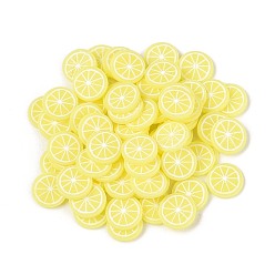 Лимон Кабошоны из полимерной глины ручной работы с фруктами, ногтей декоративные аксессуары, лимон, 4.5~6x3.5~6x0.2~1 мм, Около 52630 шт / 1000 г