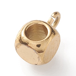 Золотой Ионное покрытие (ip) 304 дуги из нержавеющей стали, петля под залог, кубик бусины залог, золотые, 7x4x4 мм, отверстие : 1.6~1.8 мм