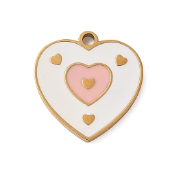 Сердце 304 нержавеющей стальной эмали подвески, реальный 18 k позолоченный, сердце, 15.5x14.5x1.5 мм, отверстие : 1.5 мм