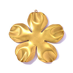 Настоящее золото 18K 304 из нержавеющей стали большие кулоны, цветочный шарм, ионное покрытие (ip), долговечный, реальный 18 k позолоченный, 56x56 мм, отверстие: 1.90 мм