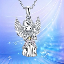 Золотой & Серебряный Ожерелья из сплава с подвеской в виде ангела-хранителя для женщин, золотой и серебряный, 17.72 дюйм (45 см)