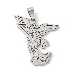 Нержавеющая Сталь Цвет 201 подвески из нержавеющей стали, ангельское очарование, лазерная резка, анти-тускнение, цвет нержавеющей стали, 39x31.5x1.5 мм, отверстие : 7.5x4 мм