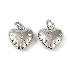 Сердце Латунный кулон с прыгающим кольцом, сердце/звезда очарование, сердце, 12x11x4 мм, отверстие : 3 мм