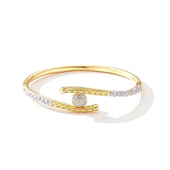 Светло-Голубой Плоские круглые латунные эмалевые браслеты для женщин, реальный 18 k позолоченный, Небесно-голубой, внутренний диаметр: 2-3/8 дюйм (6 см)