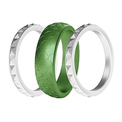 Желто-Зеленый 3шт. наборные силиконовые кольца для пальцев с камнями по знаку зодиака, обручальное кольцо с рыбьей чешуей и ромбовидным узором для женщин, желто-зеленый, размер США 7 (17.3 мм)