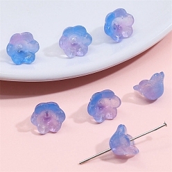 Королевский синий 10шт. прозрачные стеклянные колпачки с градиентным цветом, шестилепестковые цветы, сиреневые, королевский синий, 12x7 мм