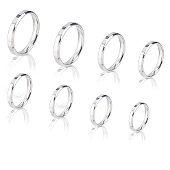 Нержавеющая Сталь Цвет 16 шт. 8 стили простое кольцо из нержавеющей стали для унисекс, цвет нержавеющей стали, 4 мм, внутренний диаметр: 15.5~21.9 мм