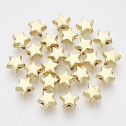 Golden CCB Plastic Beads, Star, Golden, 6x6.5x3.5mm, Hole: 1.2mm, about 8450pcs/500g