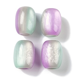 Зеленый Европейские бусины из трехцветной смолы, бусины с большим отверстием, имитации кошачьего глаза , баррель, зелёные, 16x12 мм, отверстие : 5.2 мм