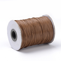 Saddle Brown Braided Korean Waxed Polyester Cords, Saddle Brown, 1mm, about 174.97 yards(160m)/roll
