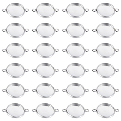 Нержавеющая Сталь Цвет 50 шт. 304 Настройки для коннектора кабошона из нержавеющей стали, чашки безель с краями, плоско-круглые, цвет нержавеющей стали, лоток : 12 мм, 19x13.5x2 мм, отверстие : 1.8 мм