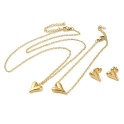 Золотой Сердце 304 комплекты ожерелий, браслетов и серег с подвесками из нержавеющей стали для женщин, золотые, 17.95 дюйм (456 мм)