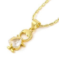 Прозрачный Ожерелья с подвеской из латуни и кубического циркония для мальчиков для женщин, реальный 18 k позолоченный, прозрачные, 16.54 дюйм (42 см)