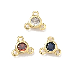 (52) Непрозрачная лаванда Латунные микропаве кубический цирконий плоские круглые компоненты люстры, долговечный, стойки покрытие, без свинца и без кадмия, реальный 18 k позолоченный, разноцветные, 7.5x8.5x3 мм, отверстие : 1.2 мм