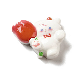 Овца Непрозрачная смола декодирует кабошоны, животное с цветком, овца, 24x29x10.5 мм