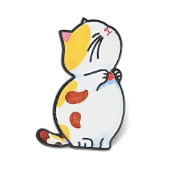 Yellow Calico Cat Printed Alloy Lapel Pin Backs for Backpack Clothes, Yellow, 30.5x20mm