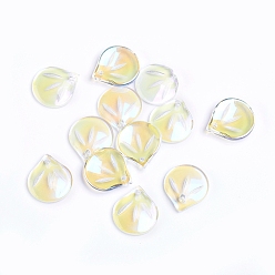 Желтый Прозрачные стеклянные амулеты, лепесток, AB цвет, желтые, 15x13.5x4 мм, отверстие : 1.2 мм