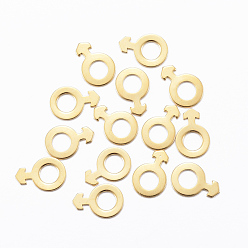 Golden 201 Edelstahl Reize, Symbol-männlich, golden, 11x7.5x0.8 mm, Bohrung: 4 mm