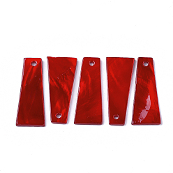 Red Freshwater Shell Pendants, Spray Painted, Trapezoid, Red, 31x12~13x1.5~2mm, Hole: 1.8mm