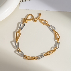 Золотой & Цвет Нержавеющей Стали Европейский 304 браслеты-цепочки из нержавеющей стали ручной работы в форме капли для женщин, золотые и нержавеющая сталь цвет, 7-7/8 дюйм (20 см)