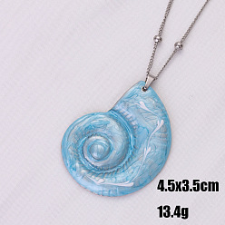 Shell Shape Летний пляж 304 подвеска из нержавеющей стали с эмалью в виде океана, цвет нержавеющей стали, голубой, Раковины форма оболочки, 15.75 дюйм (40 см)