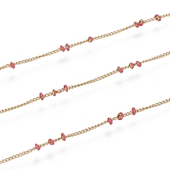 Темно-Розовый Ионное покрытие (ip) 304 бордюрные цепи из нержавеющей стали, спутниковые сети, с эмалью и катушкой, пайки, долговечный, реальный 18 k позолоченный, темно-розовыми, 1.5x1x0.1 мм, около 32.8 футов (10 м) / рулон
