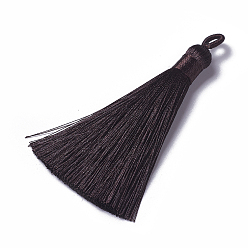 Coconut Brown Polyester Tassel Pendants, Coconut Brown, 78~82x8mm, Hole: 2~4mm