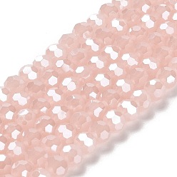 Розовый Стеклянные бусины с гальваническим покрытием , граненый (32 граней), гальваническое покрытие, круглые, туманная роза, 6 мм, отверстие : 1 мм, около 98~100 шт / нитка, 20.39~20.59 дюйм (51.8~52.3 см)