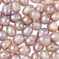 Сливовый 1 нити натуральных культивированных пресноводных жемчужных бусин, картофель, слива, 6.5~9x6.5~7.5 мм, отверстие : 0.6 мм, около 52~54 шт / нитка, 13.58~13.98 дюйм (34.5~35.5 см)