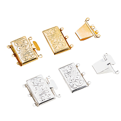 Mixed Color Brass Multi-strand Box Clasps, Mixed Color, 23x21x5mm, Hole: 1.5mm