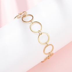 Золотой 304 браслеты-цепочки с кольцами из нержавеющей стали, ионное покрытие (ip), золотые, 7-1/8 дюйм (18.2 см)