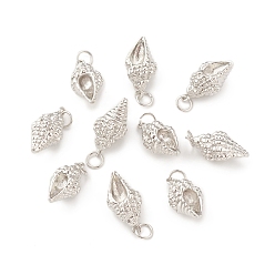 Платина Кулоны из экологически чистой латуни, с целью перехода в кольце, без свинца и без кадмия, очарование раковины, платина, 18x9x9 мм, отверстие : 3.5 мм