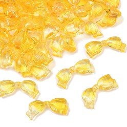 Gold Two-Tone Transparent Acrylic Beads, Bowknot, with Glitter Powder, Gold, 14x29x6mm, Hole: 1.6mm, about 450pcs/500g