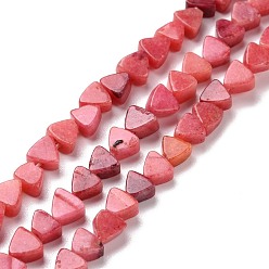 Red Natural Calcite Beads Strands, Dyed, Triangle, Red, 5.5x6x3.5mm, Hole: 0.8mm, about 81pcs/strand, 15.94 inch(40.5cm)