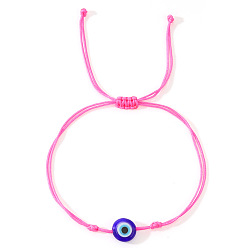 Бледно-Розовый Стеклянные бусины от сглаза плетеные браслеты, регулируемые браслеты из шнура для женщин и мужчин, розовый жемчуг