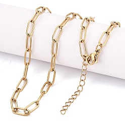 Настоящее золото 18K 4 мм, унисекс 304 цепочка из нержавеющей стали в виде скрепки, ионное покрытие (ip), долговечный, реальный 18 k позолоченный, 16.85 дюйм (42.8 см), ссылка: 10x4x1 mm