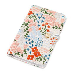 Gray Linen Loose-leaf Planner Notebook Cover, Binder Cover, Rectangle with Flower Pattern, Gray, 185x120x29mm