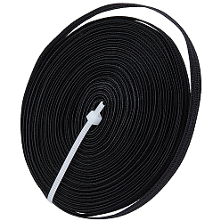 Black 10Yards Polyester Ribbon, with Copper Wire, Black, 1/4 inch(6mm)