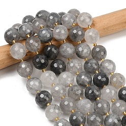 Облако Кварц Естественный облачно кварц бисер пряди, граненые, круглые, с бисером, 15~16 мм, отверстие : 1.4~1.6 мм, около 21 шт / нитка, 15.35~15.94 дюйм (39~40.5 см)