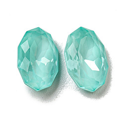 Light Azore Glass Rhinestone Cabochons, Point Back & Back Plated, Faceted, Oval, Light Azore, 10x6.5x4mm