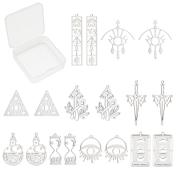 Edelstahl Farbe 18 PC 9 Stil 201 Edelstahlanhänger, Laserschnitt, Tarot-Thema, Schwert & Rechteck & Auge & Sand Uhr & Pilz, Edelstahl Farbe, 2 Stück / Stil