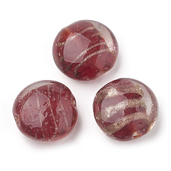 Коричневый Бусины ручной работы бусины золотого песка, плоско-круглые, коричневые, 19~20x20~20.5x10~11 мм, отверстие : 1~1.5 мм