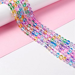 Разноцветный Синтетические лунные лучи, круглые, красочный, 6 мм, отверстие : 0.8 мм, около 63 шт / нитка, 14.57''~15.55'' (37~39.5 см)