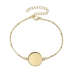 Золотой 304 браслеты из нержавеющей стали с круглыми кабошонами, изготовление браслетов-спутниковых цепей, золотые, 18.9x0.2 см, лоток : 16 мм