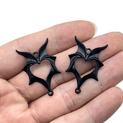 Черный Подвески из сплава , сердце прелести, чёрные, 34x23 мм